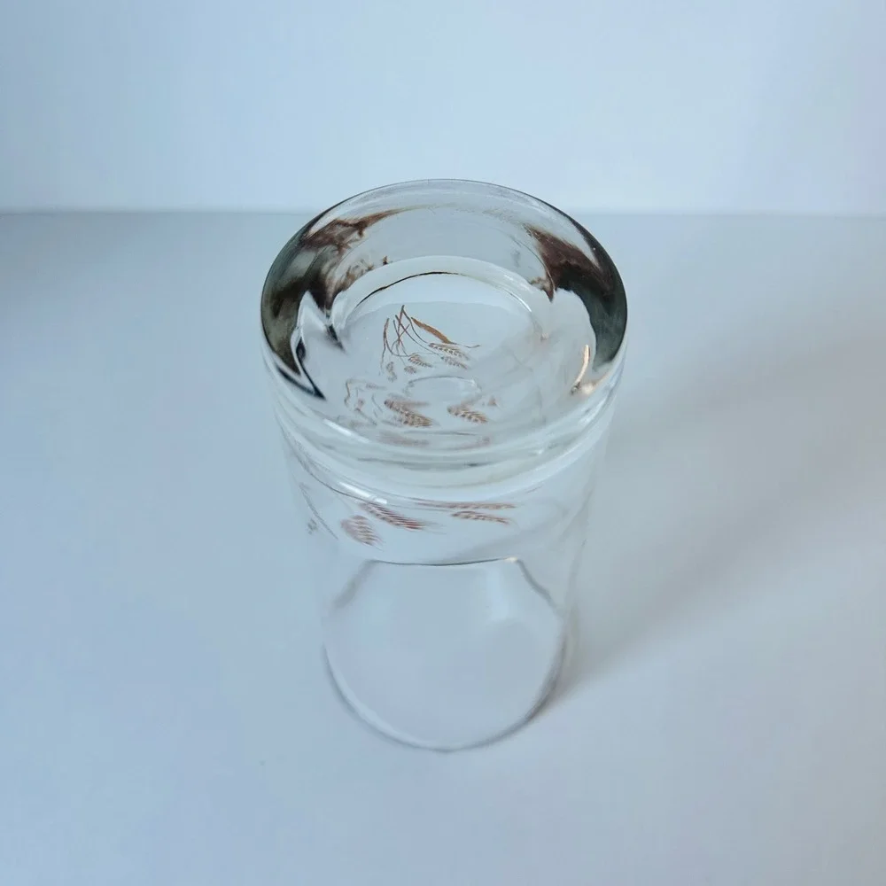 60's Vintage Libbey Golden Wheat Glass Tumbler Gold Rim Mid Century Modern 5.5